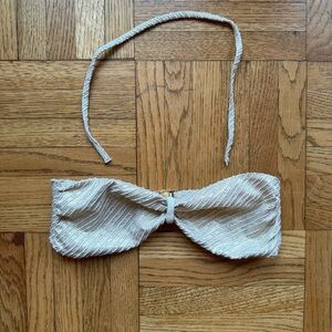 Vintage Bandeau Top with Metallic Gold & White Textured Stripes